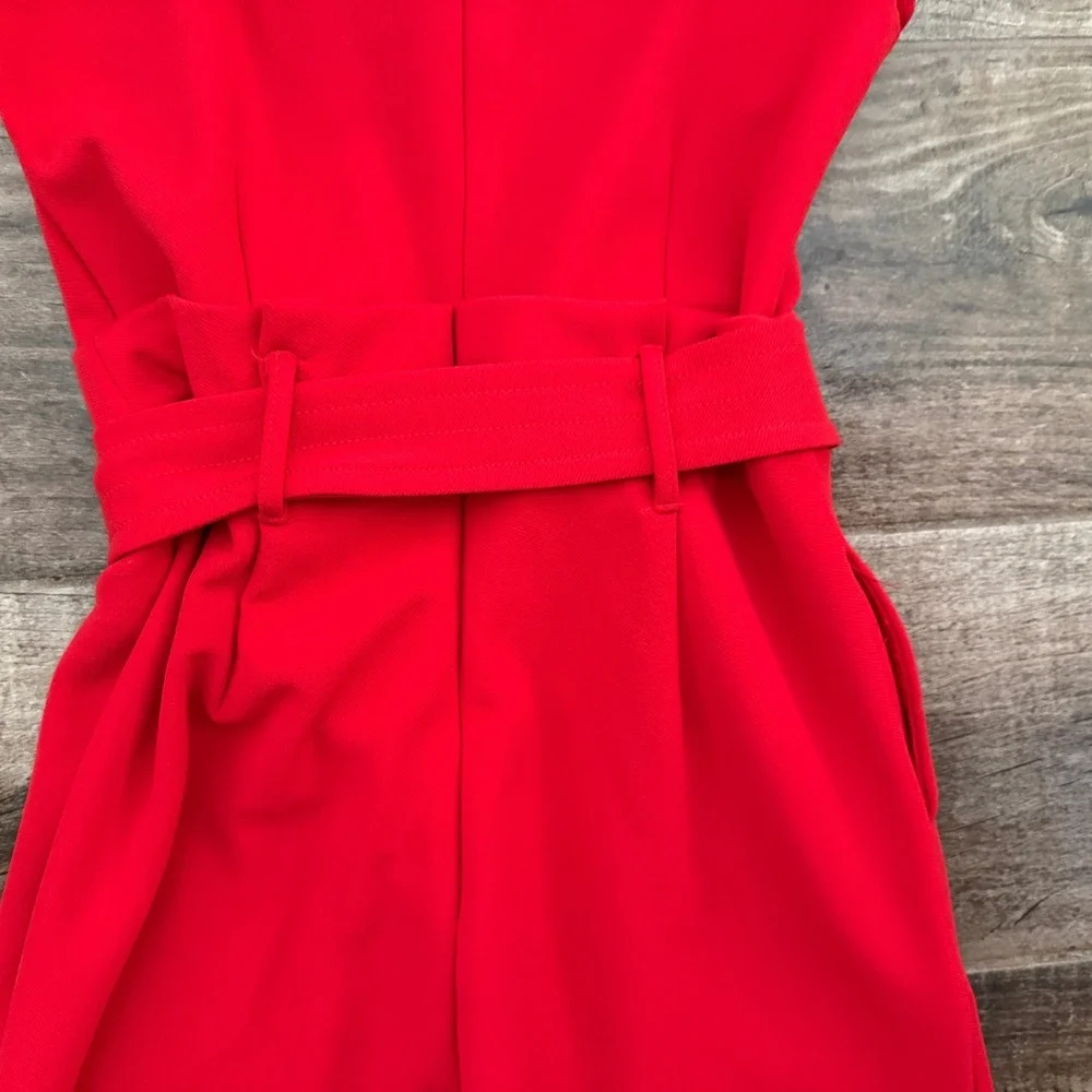 Anthropologie‎ Cathy Tie Waist Structured Jumpsuit, Red,XS - Picture 10 of 12